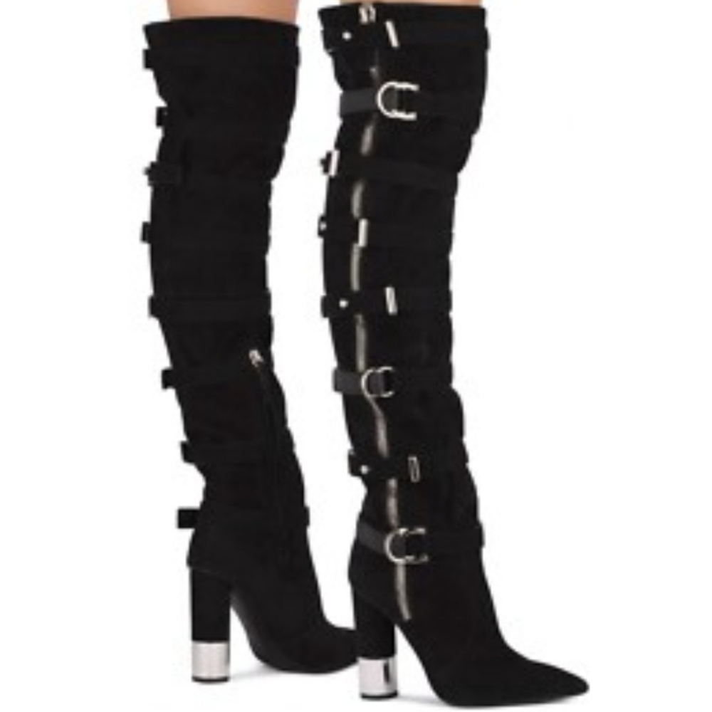 Giuseppe Zanotti Constance Suede Buckle Over The Knee Boots Size 36